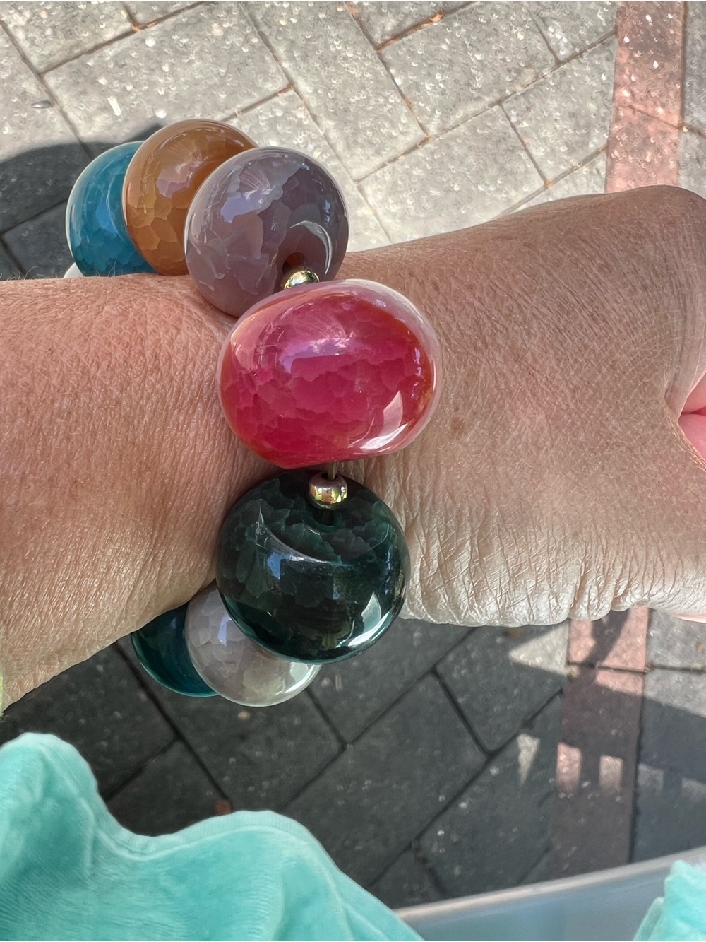 Multicolor Faceted Agate Bead Stretch Bracelet - Women's Jewelry - Picture 2 of 5
